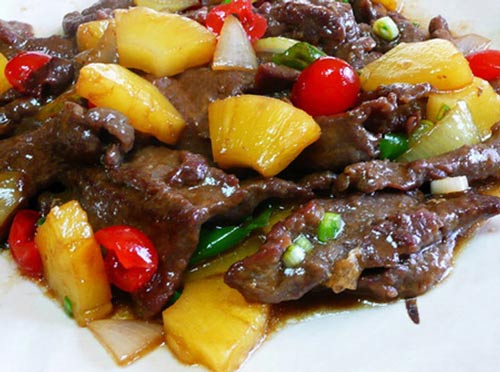 Thịt bò "chiên" khóm