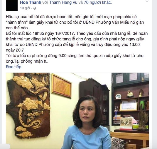 Chủ tịch H&agrave; Nội y&ecirc;u cầu l&agrave;m r&otilde; vụ g&acirc;y kh&oacute; cấp giấy khai tử - Ảnh 1.