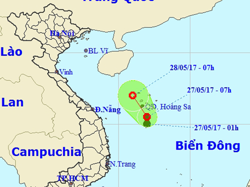 Áp thấp trên Biển Đông khả năng mạnh thêm