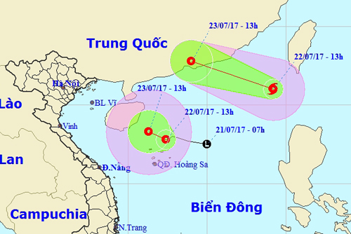 Hi hữu bão xuất hiện cùng áp thấp nhiệt đới trên Biển Đông