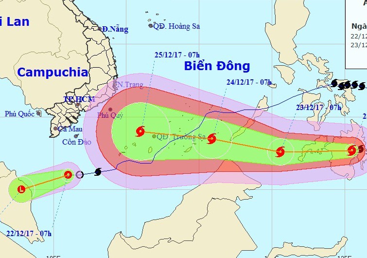 Bão Tembin mạnh lên, di chuyển nhanh hướng vào Nam bộ