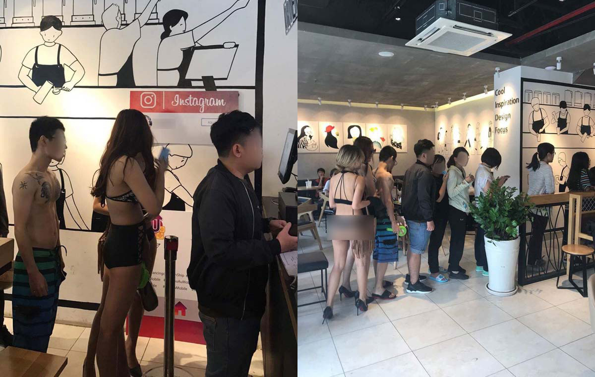 Xử phạt qu&aacute;n tr&agrave; sữa miễn ph&iacute; cho người mặc bikini - Ảnh 1.