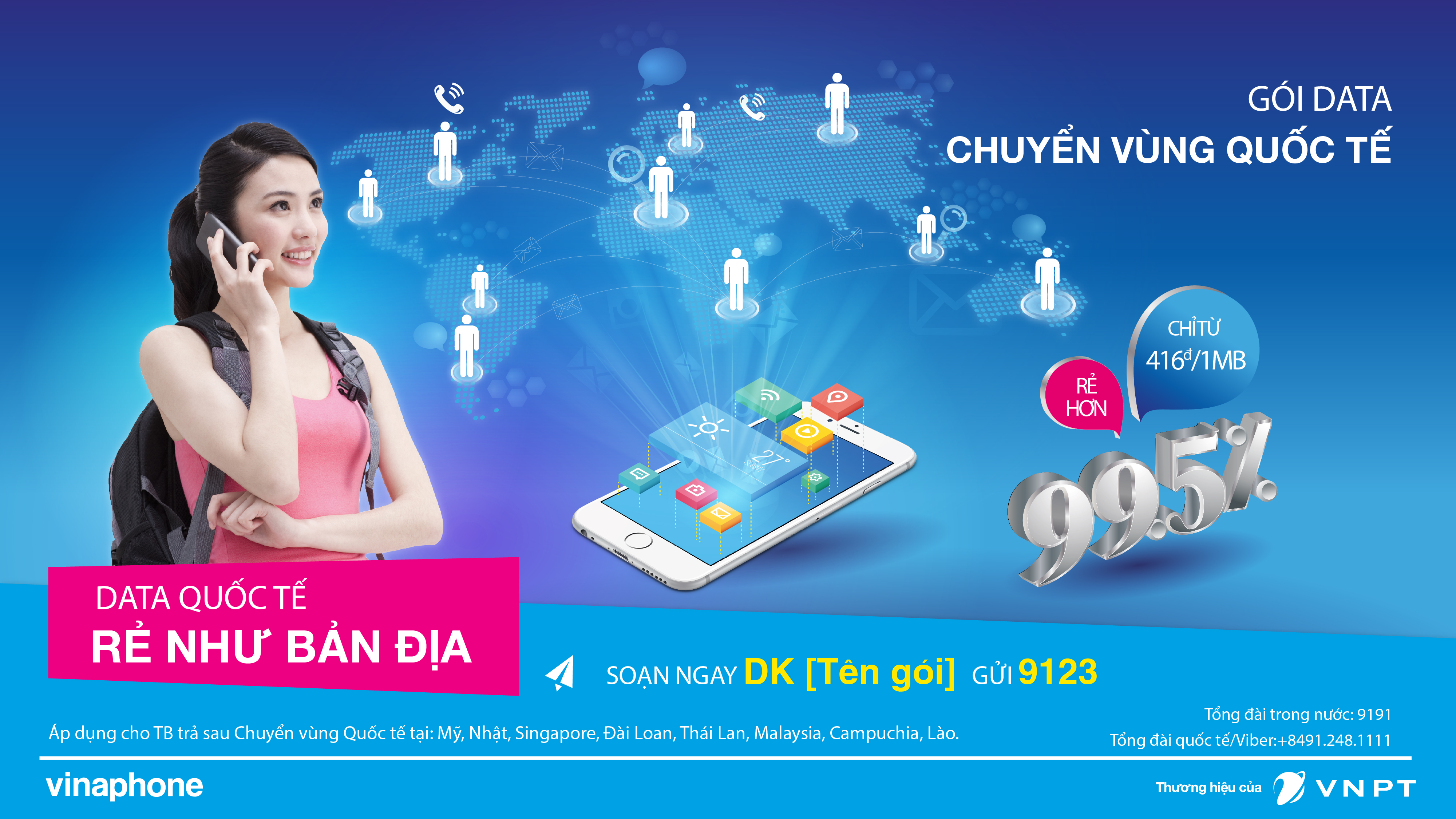 VinaPhone giảm cước Data Roaming tại Mỹ và một số nước châu Á - Ảnh 1.