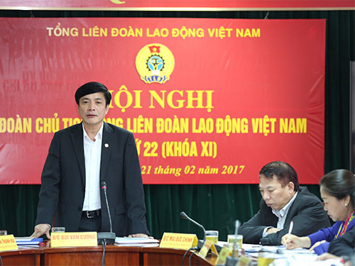 Chủ tịch Tổng LĐLĐ Việt Nam Bùi Văn Cường phát biểu tại hội nghị