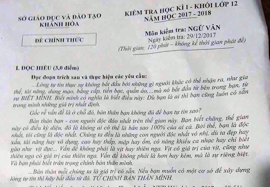 Nghi lộ đề, Khánh Hòa cho dừng thi môn toán lớp 12 toàn tỉnh