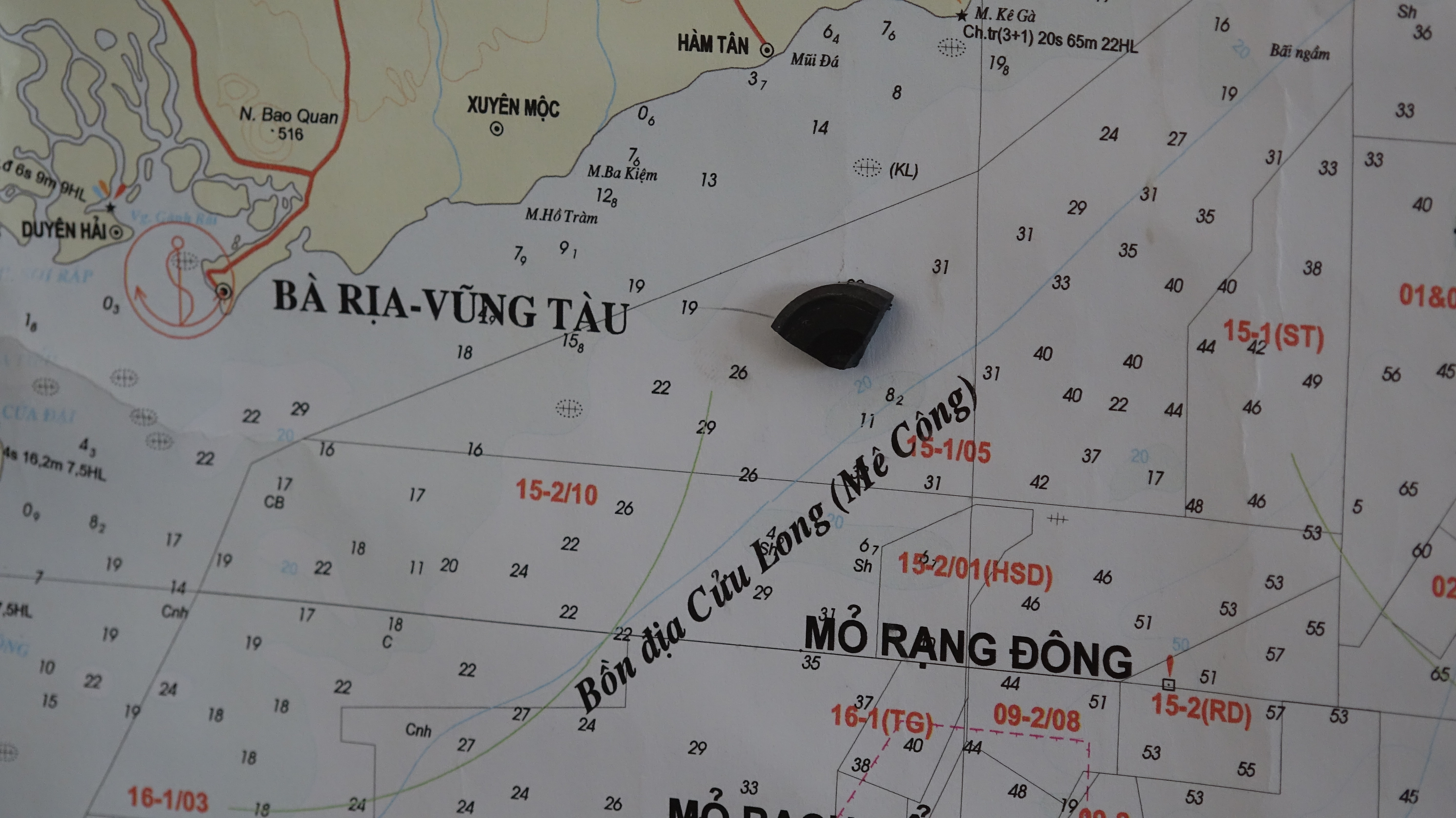 Đánh dấu màu đen là vị trí tàu Hải Thành 26-BLC chìm