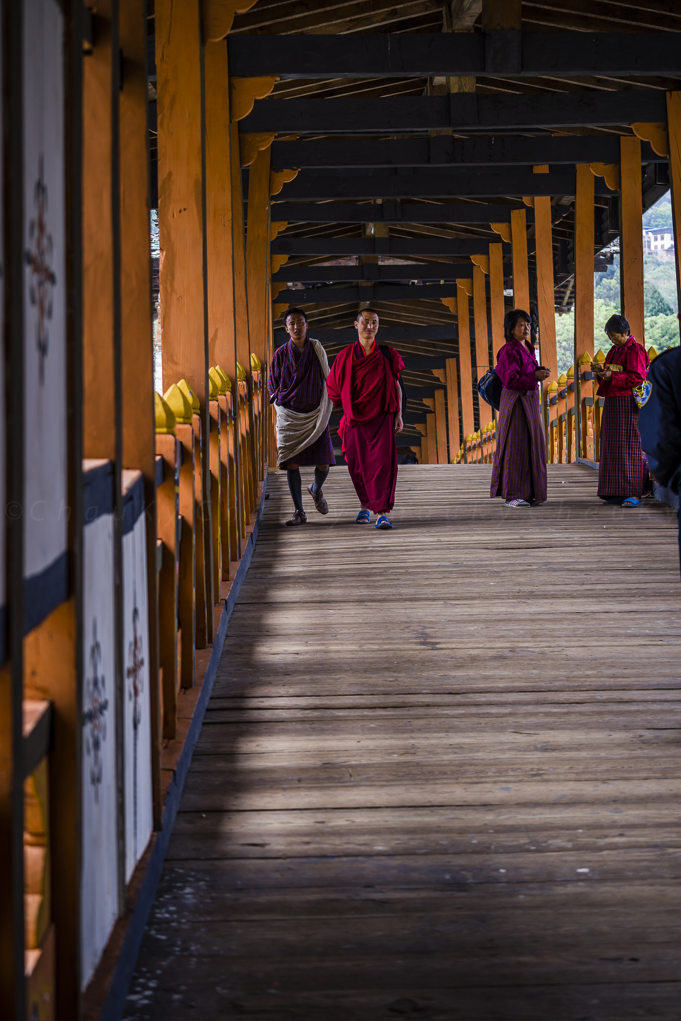 
C&aacute;c sư đi v&agrave;o Dzong
