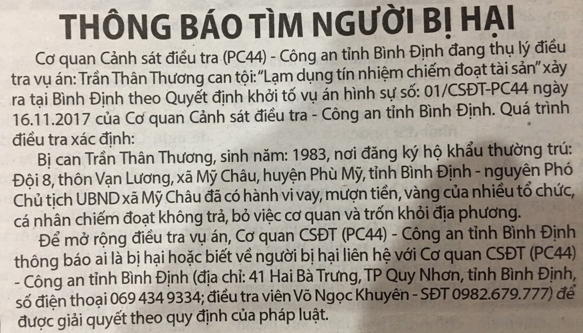 Chiếm đoạt tiền để đánh bạc, phó chủ tịch xã bỏ trốn