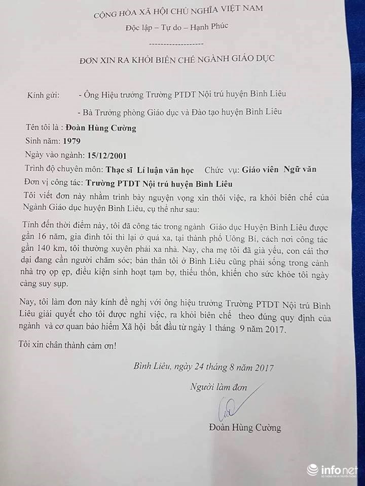 Thầy giáo nghèo làm đơn xin ra khỏi biên chế