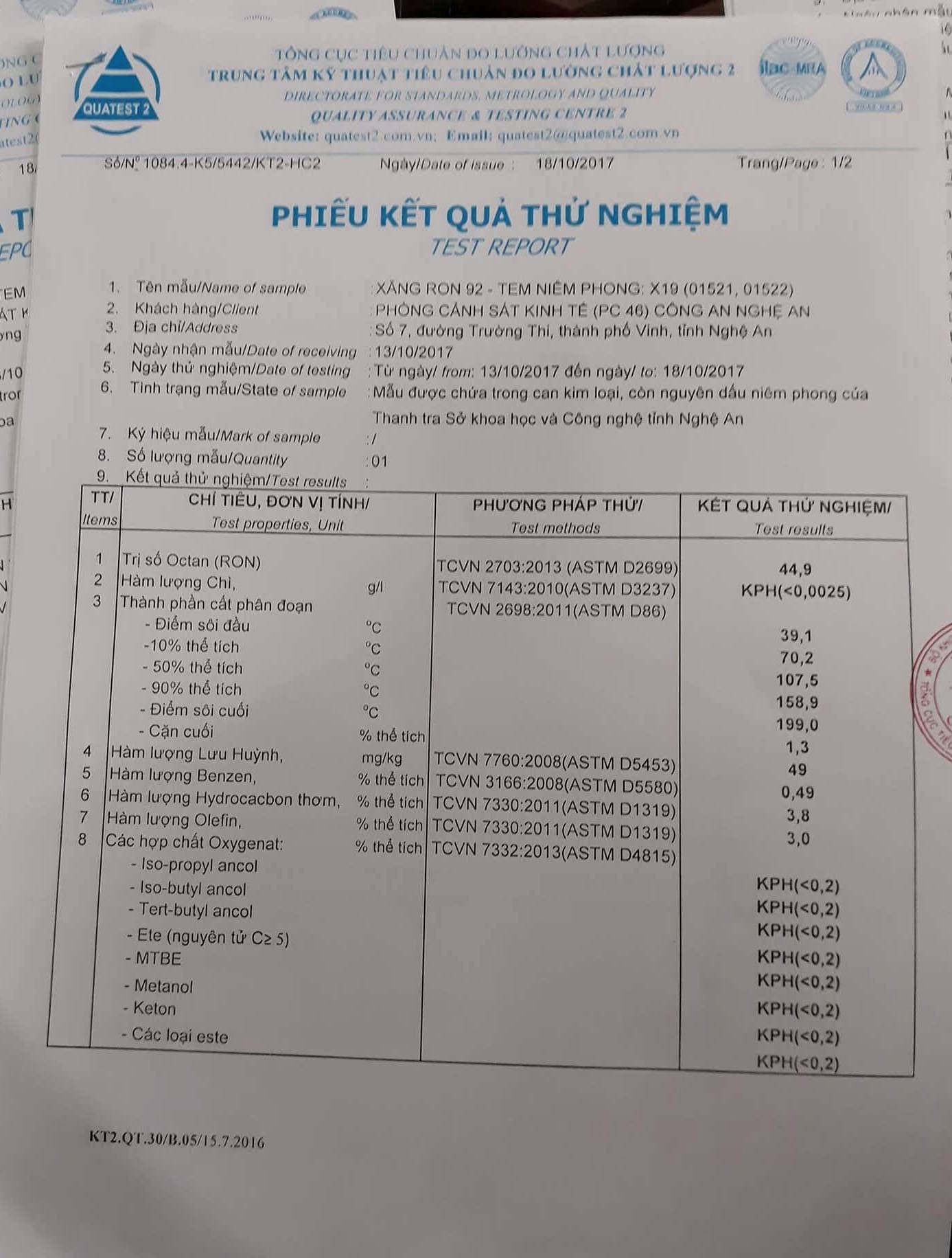 Gian lận xăng dầu ở Nghệ An: Xăng nguy&ecirc;n chất chưa đến 50% - Ảnh 2.