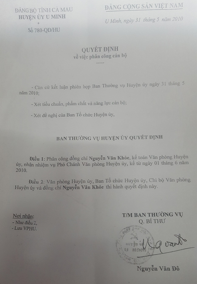 Nh&acirc;n vi&ecirc;n hợp đồng được bổ nhiệm Ph&oacute; Ch&aacute;nh văn ph&ograve;ng Huyện ủy? - Ảnh 1.