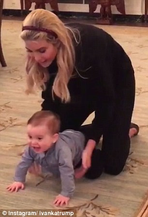 Ivanka Trump đăng ảnh bé Theodore bò lần đầu tiên tại Nhà Trắng. Ảnh: Instagram