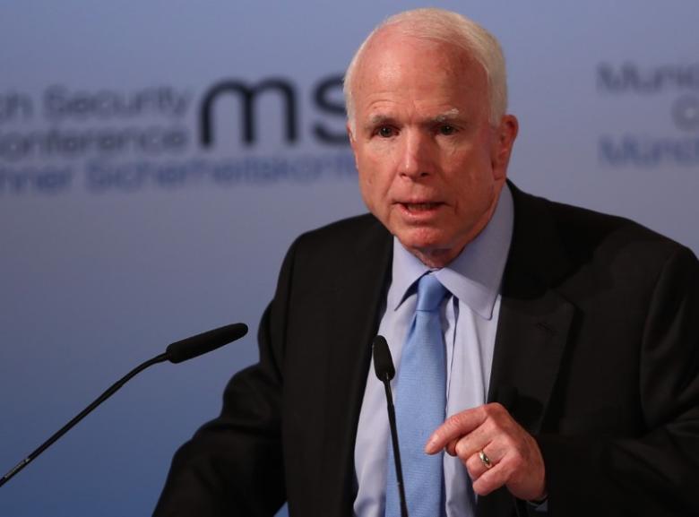 Ông John McCain phát biểu tại Hội thảo An ninh Munich 2017 tại Đức hôm 17-2. Ảnh: Reuters