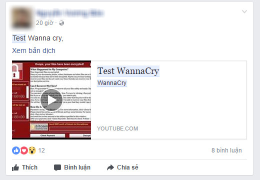 Nhiều người phát tán WannaCry vô tội vạ tại Việt Nam