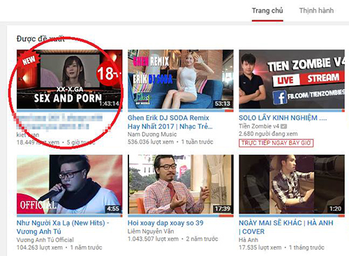 YouTube Việt Nam xuất hiện hàng loạt video 18+