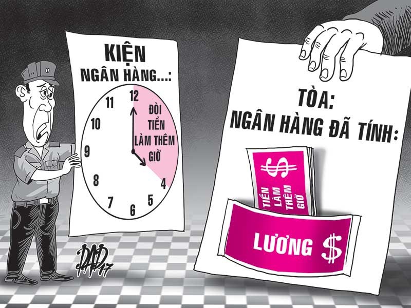4 bảo vệ kiện ngân hàng đòi đến hơn 2 tỉ tiền làm thêm giờ