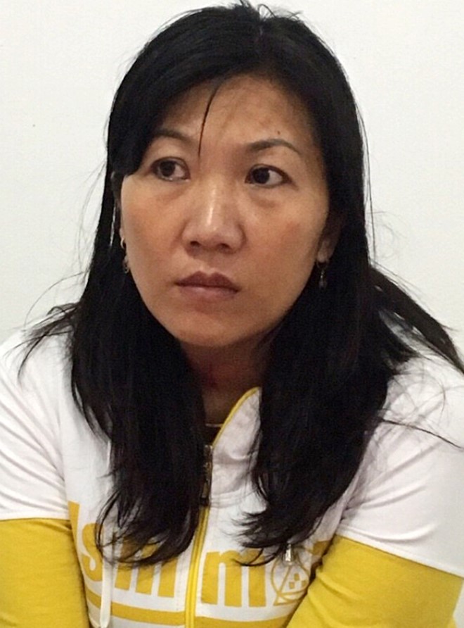 Lê Thị Ly tại cơ quan điều tra. Ảnh: Công an cung cấp.