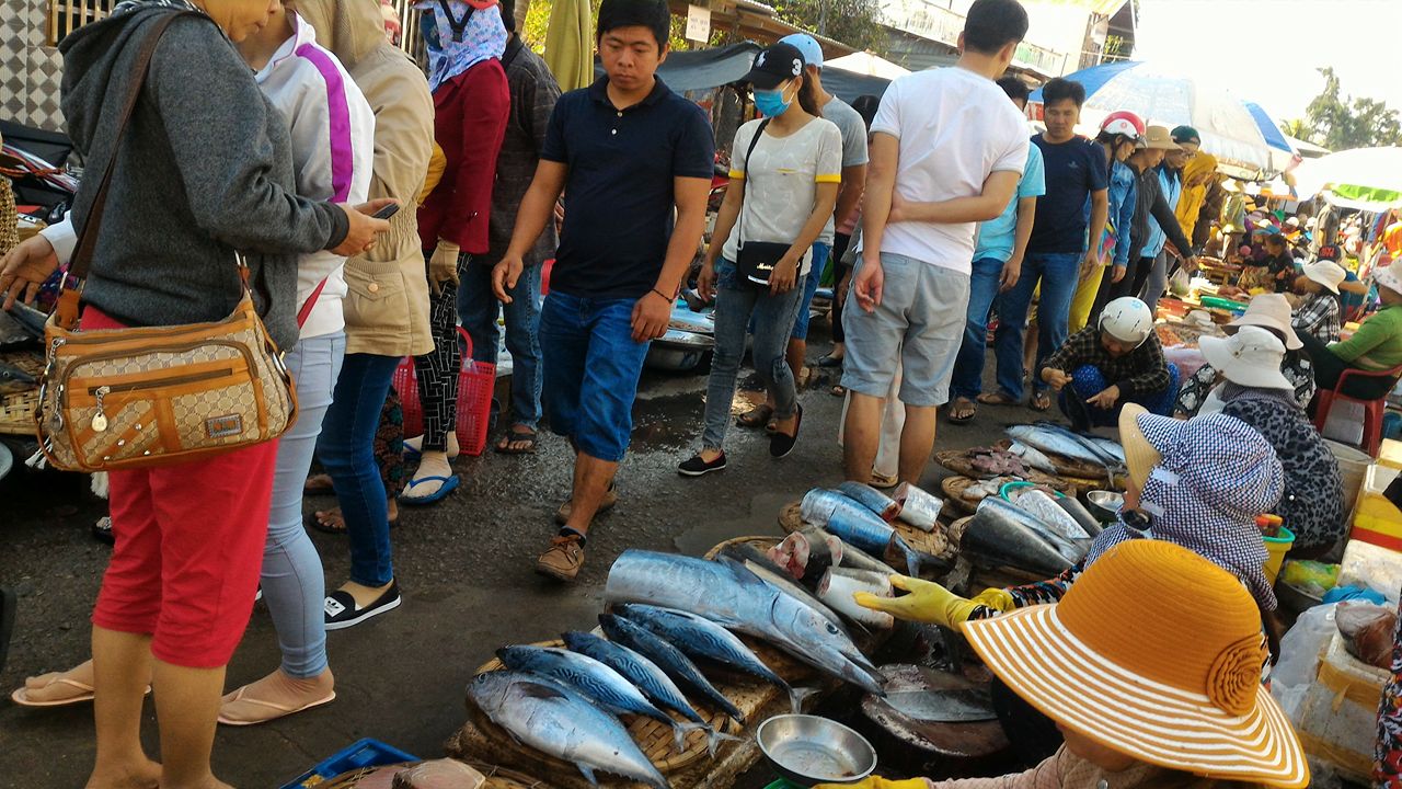 Những dãy cá được bày la liệt, người mua tha hồ lựa chọn