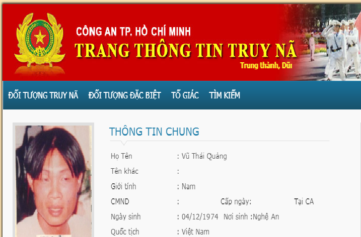 Di lý phóng viên bị truy nã từ Nghệ An về TP HCM