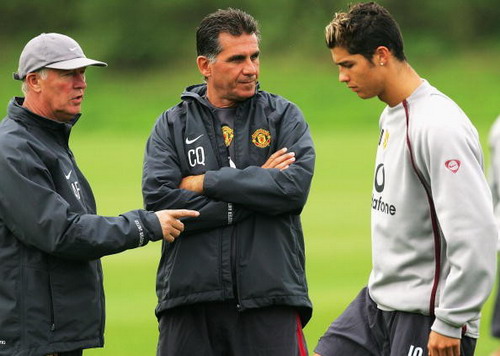 HLV Carlos Queiroz v&agrave; Ronaldo ở tuyển Bồ Đ&agrave;o Nha