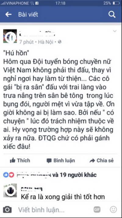 Status trên facebook một đồng nghiệp truyền hình