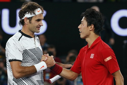 Federer vừa đ&aacute;nh bại hạt giống số 5 Kei Nishikori