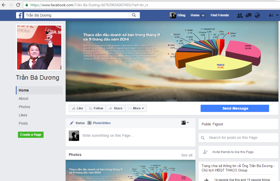 Chủ tịch ô tô Trường Hải bị mạo danh facebook