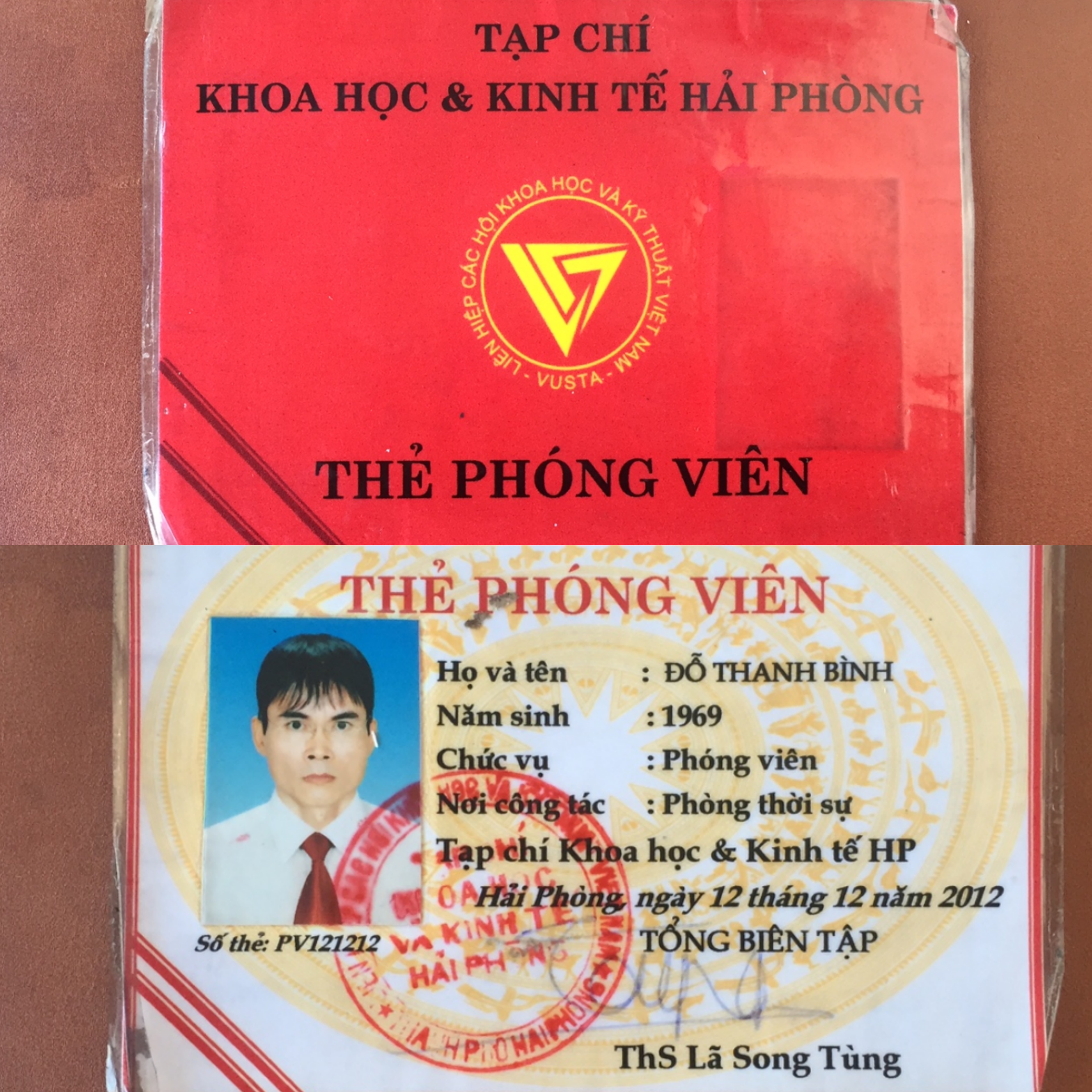 Thẻ phóng viên của Đỗ Thanh Bình. Ảnh: C.Linh