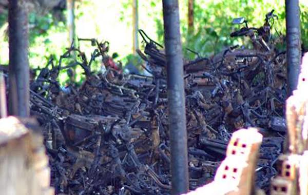 Hàng trăm xe máy trong kho tạm giữ xe vi phạm của Công an TP Biên Hòa bị thiêu rụi