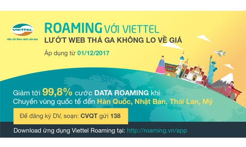 Công tác, du lịch Mỹ - Nhật - Thái - Hàn dùng data roaming Viettel với giá chỉ từ 400 đồng/MB