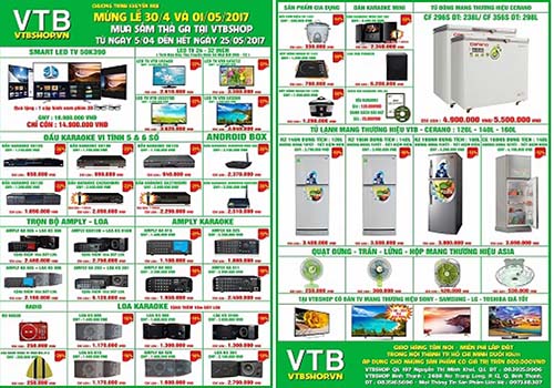 VTBShop giảm giá mạnh dịp lễ 30-4 và 1-5