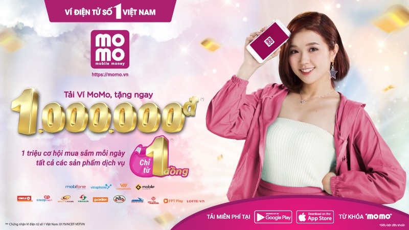 1 triệu cơ hội mua sắm mỗi ngày giá chỉ từ 1 đồng bằng Ví MoMo