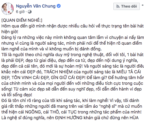 Nhạc sĩ Nguyễn Văn Chung: Nghệ sĩ đừng h&ugrave;a theo kh&aacute;n giả! - Ảnh 1.