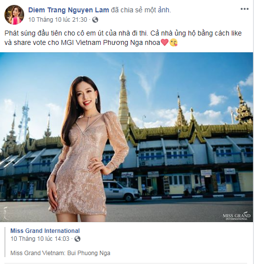 &Aacute; hậu Phương Nga dẫn đầu b&igrave;nh chọn tại Miss Grand International 2018 - Ảnh 3.
