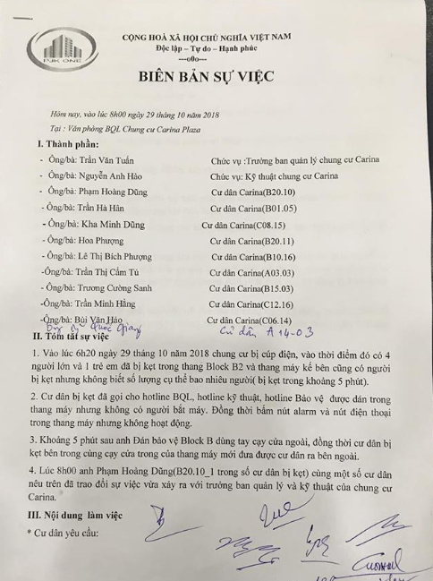Thang máy chung cư Carina gặp sự cố, gọi đường dây nóng vô vọng - Ảnh 2.