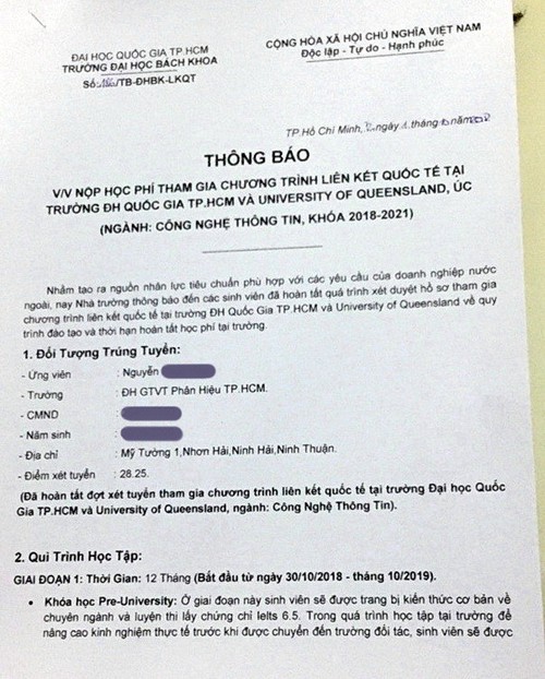 Giả mạo giấy b&aacute;o nhập học Trường ĐH B&aacute;ch khoa để lừa h&agrave;ng trăm triệu - Ảnh 3.