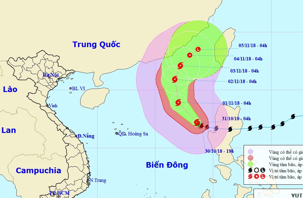 Bão Yutu vào biển Đông thành bão số 7, chuyển ngoặt hướng di chuyển