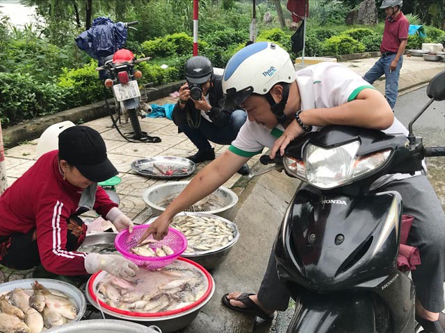 Đủ loại tôm, cá đồng tràn về đầu cầu Trà Khúc - Ảnh 9.