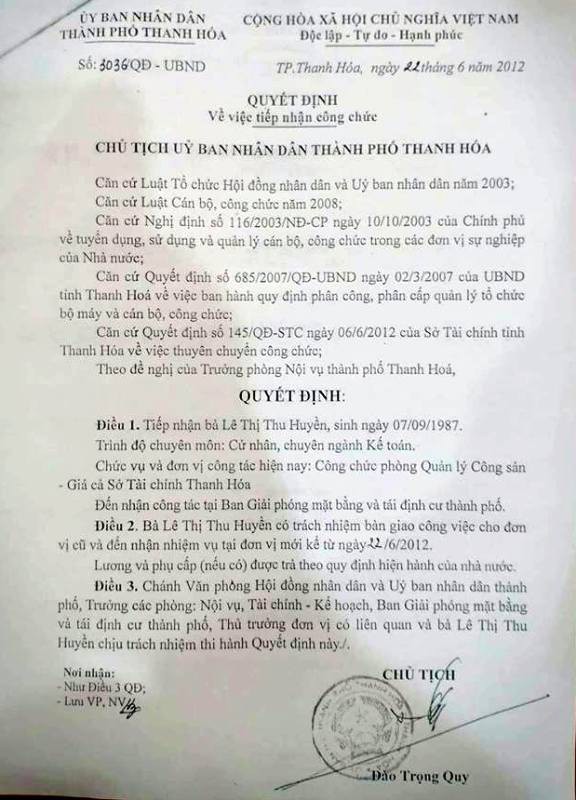 Nữ cán bộ TP Thanh Hóa được ưu ái tiếp nhận công chức? - Ảnh 2.