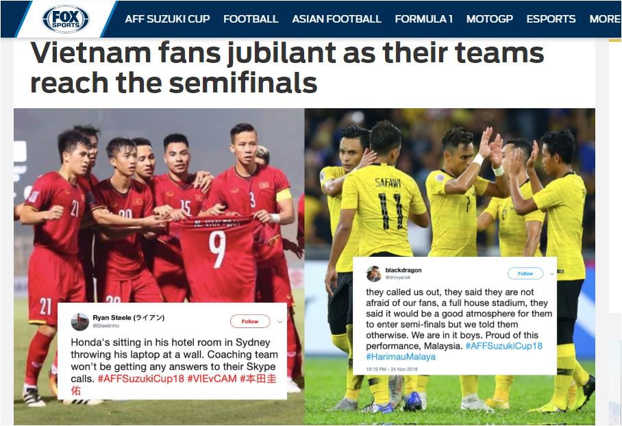 Truyền thông quốc tế hồ hởi vì Malaysia theo chân Việt Nam vào bán kết