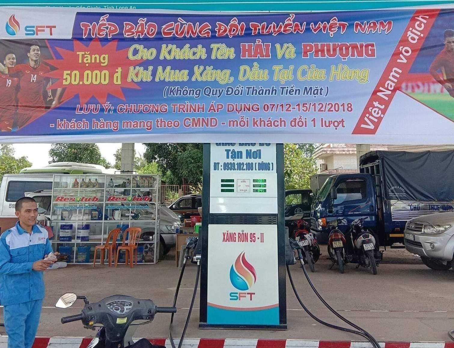 Một cây xăng miễn phí 50.000 đồng cho khách hàng tên Hải và Phượng