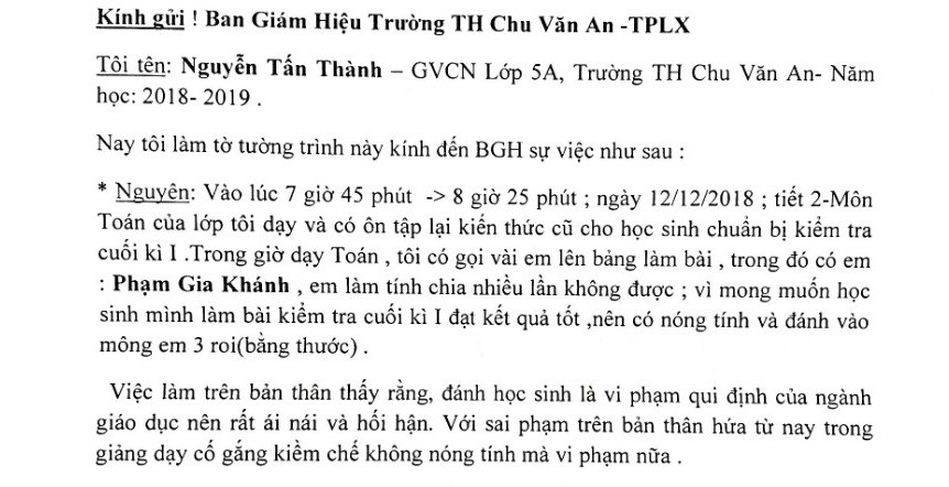 Sốc với thầy gi&aacute;o đ&aacute;nh học sinh bầm t&iacute;m m&ocirc;ng l&agrave; con của đồng nghiệp - Ảnh 2.