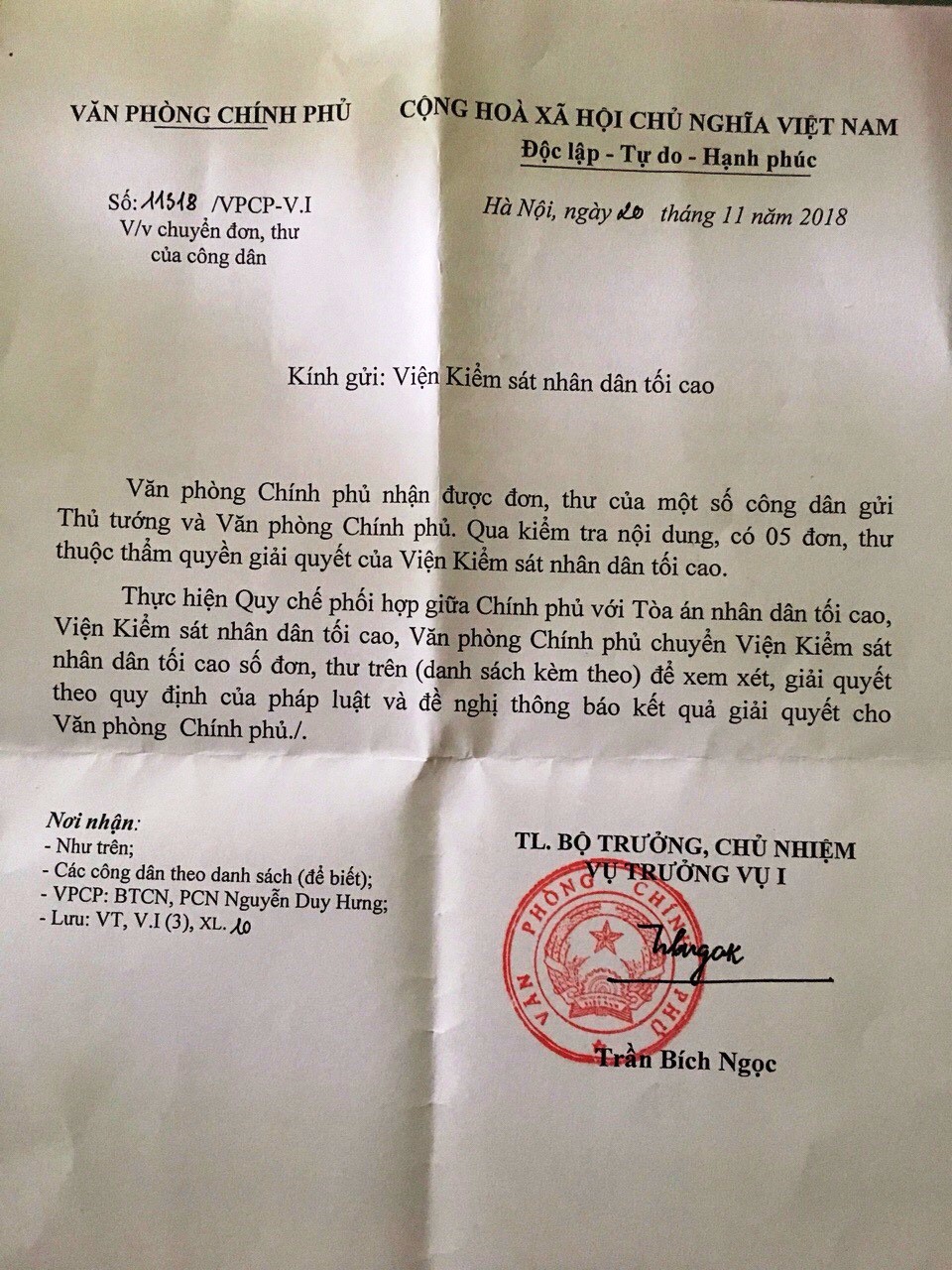 Vụ viết đơn thuê, bị bắt: Văn phòng Chính phủ chuyển đơn tố cáo sang VKSND Tối cao