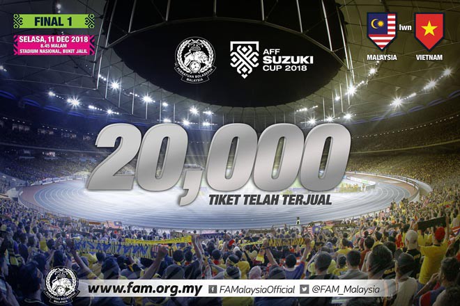 Malaysia bán sạch 20.000 vé online trong 7 phút
