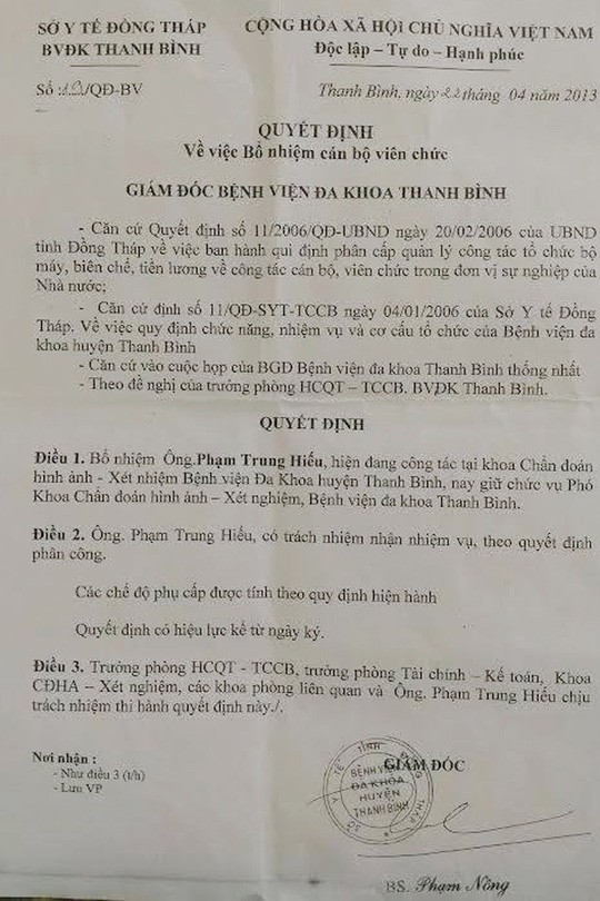 Bổ nhiệm “thần tốc” cho con trai, giám đốc bệnh viện bị cách chức