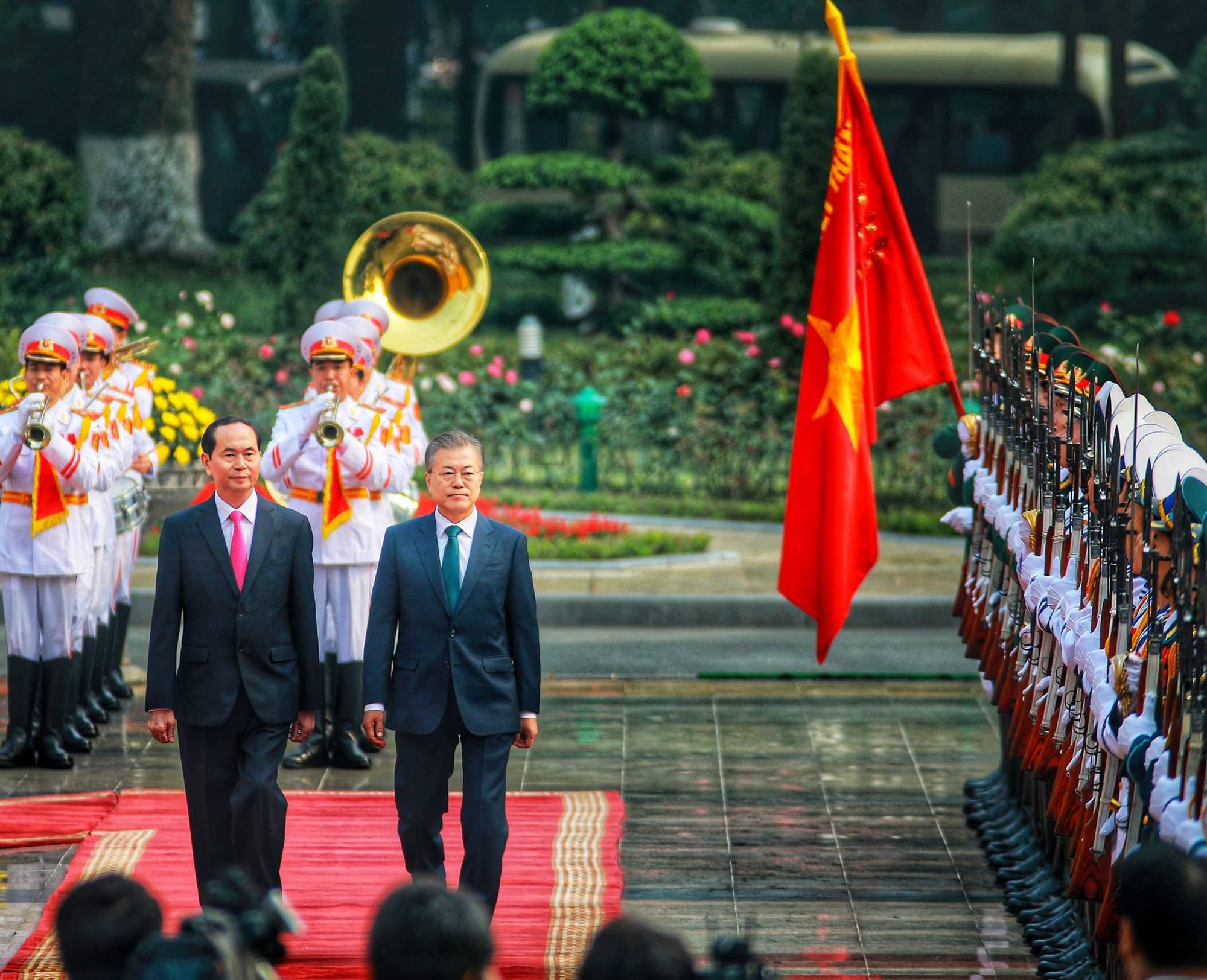 Cận cảnh lễ đón Tổng thống Hàn Quốc Moon Jae In tại Phủ chủ tịch