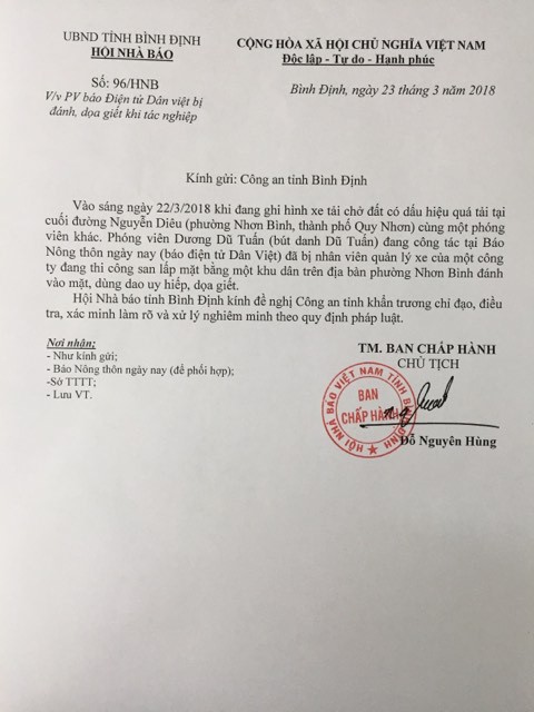 Vụ ph&oacute;ng vi&ecirc;n bị dọa giết: Chủ tịch Hội Nh&agrave; b&aacute;o đề nghị xử nghi&ecirc;m - Ảnh 1.