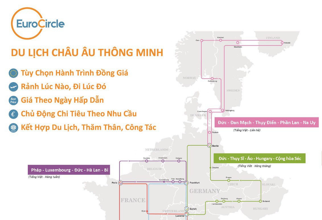 Tour du lịch châu Âu linh hoạt EuroCircle