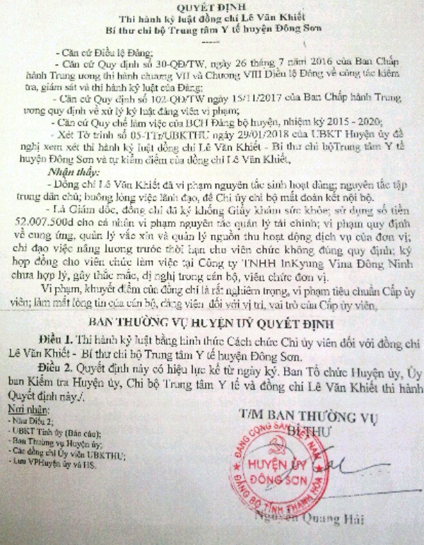 Giáng chức giám đốc trung tâm y tế lập quỹ đen, ký khống giấy khám sức khỏe - Ảnh 1.