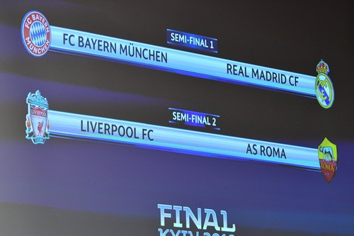 Bayern Munich chạm trán Real Madrid, Roma đối đầu Liverpool